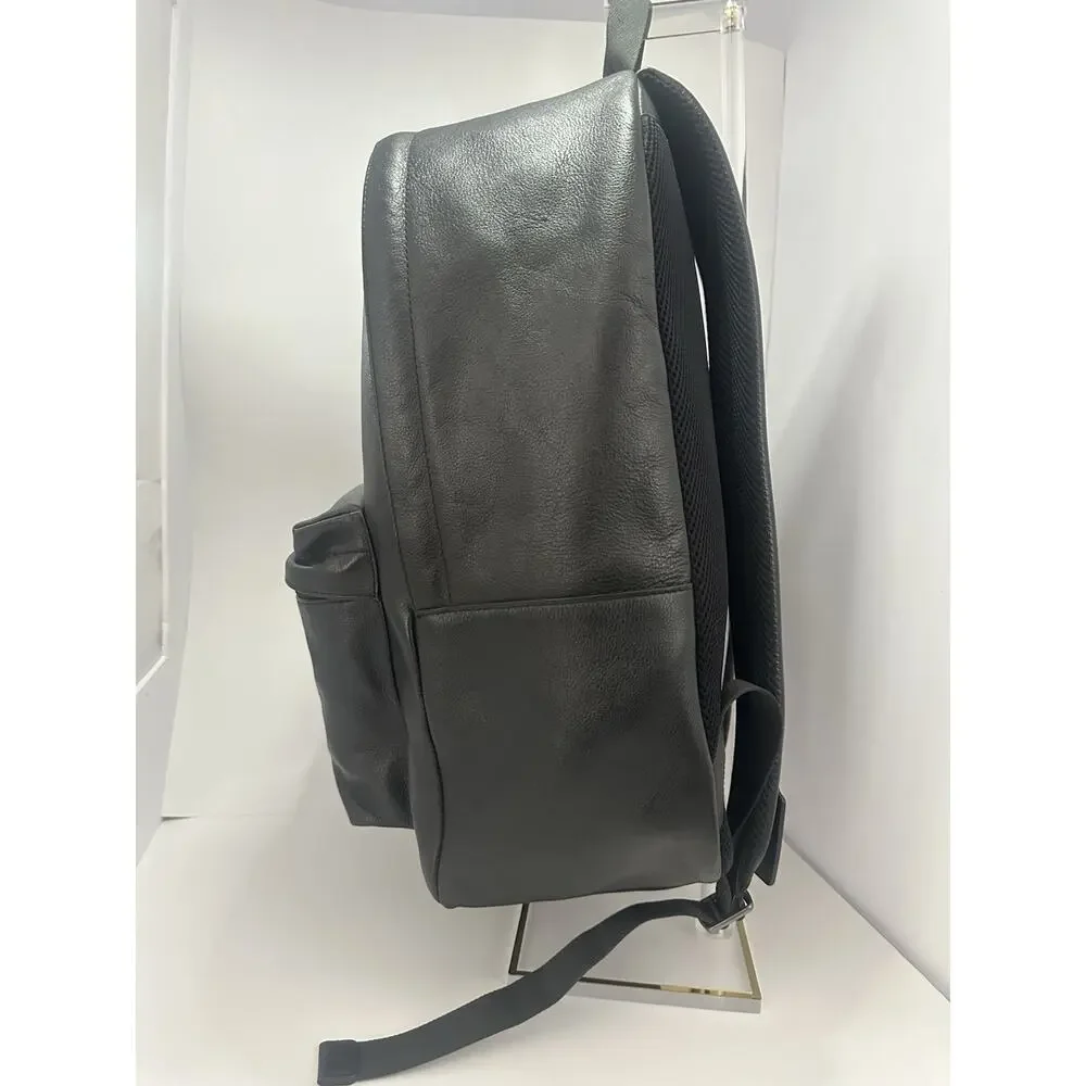 Coach Black Leather Backpack Blue Stripe Men’s Large Travel Laptop Bag
